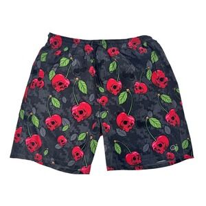 Feed Me Fight Me Training Shorts Mens XL Black Red Skull Cherry Digital Camo Gym